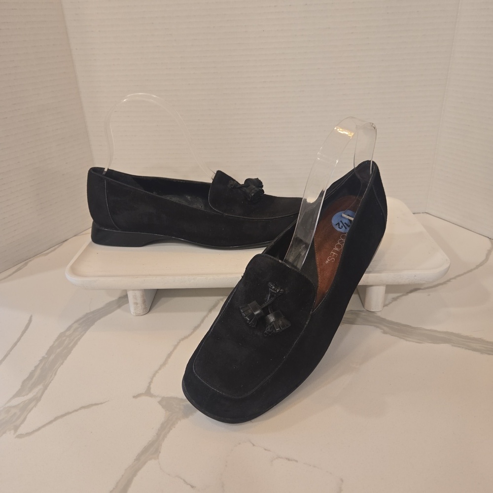 Aerosoles Suede Leather Tassel Slip On Loafers Black Size 7.5